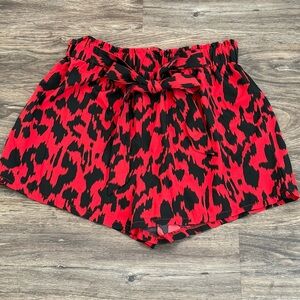 SHEIN Women’s Red Black Elastic‎ Waist Polyester Spandex XL Shorts